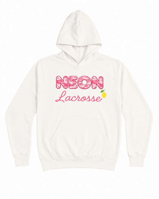 Neon Sweatshirt White Camo with Pink Logo