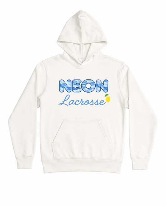 Neon Sweatshirt White Camo with Blue Logo