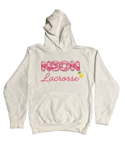 Neon Sweatshirt White Camo with Pink Logo