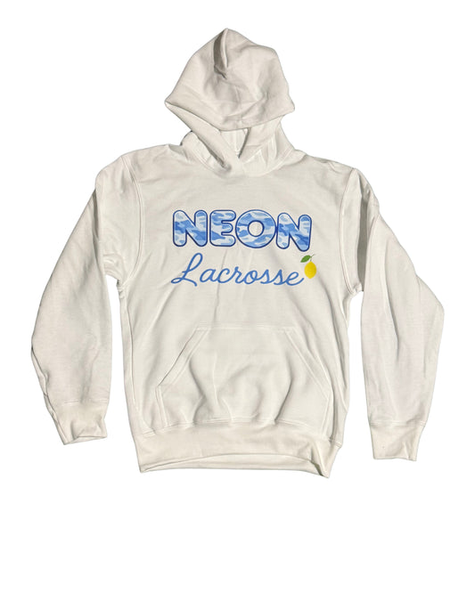 Neon Sweatshirt White Camo with Blue Logo